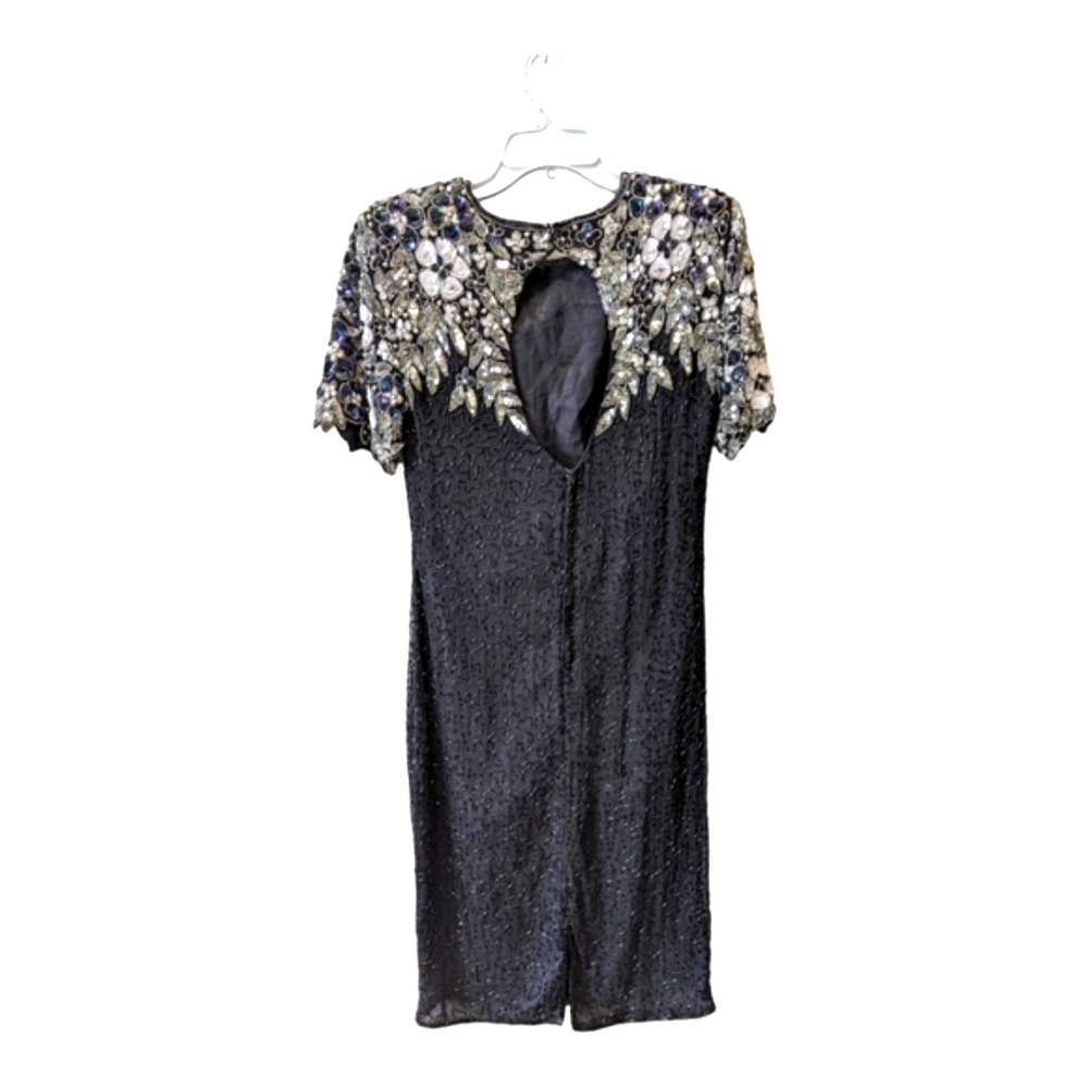 Vintage stunning Black Beaded Sequin Dress By Stenay Sz 6‎